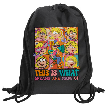 This Is What Dreams Are Made Of Lizzie Mcguire, Backpack pouch GYMBAG Black, with pocket (40x48cm) & thick cords