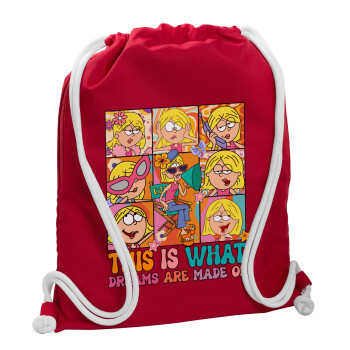 This Is What Dreams Are Made Of Lizzie Mcguire, Backpack pouch GYMBAG Red, with pocket (40x48cm) & thick cords