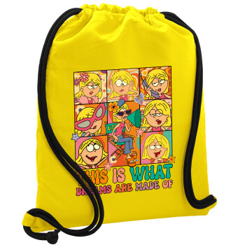 This Is What Dreams Are Made Of Lizzie Mcguire, Backpack pouch GYMBAG Yellow, with pocket (40x48cm) & thick cords