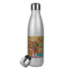 Metallic Glitter Silver Thermos Flask (Stainless steel), double-walled, 500ml