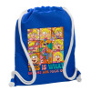 Backpack pouch GYMBAG Blue, with pocket (40x48cm) & thick cords