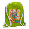 Backpack bag GYMBAG LIME GREEN, with pocket (40x48cm) & thick cords