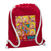 Backpack pouch GYMBAG Red, with pocket (40x48cm) & thick cords