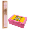 Easter Set, children's snack container PINK & scented flat Easter candle (30cm) (PINK)