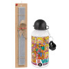 Easter Set, metallic aluminum water bottle (500ml) & aromatic flat Easter candle (30cm) (GRAY)