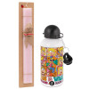 Easter Set, metallic aluminum bottle (500ml) & aromatic flat Easter candle (30cm) (PINK)