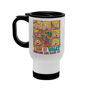 This Is What Dreams Are Made Of Lizzie Mcguire, Stainless steel travel mug with lid, double wall white 450ml