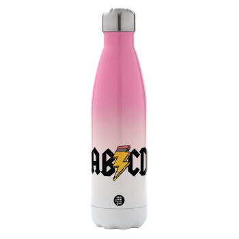 ABCD, Metal mug thermos Pink/White (Stainless steel), double wall, 500ml