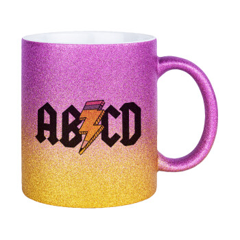 ABCD, Κούπα Χρυσή/Ροζ Glitter, κεραμική, 330ml