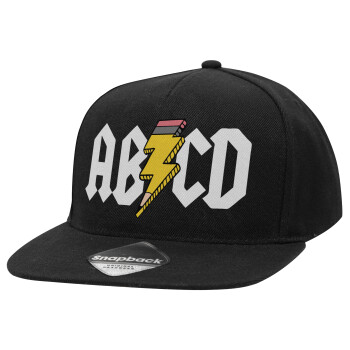 ABCD, Adult Flat Snapback Hat Black, (100% COTTON TWILL, ADULT, UNISEX, ONE SIZE)