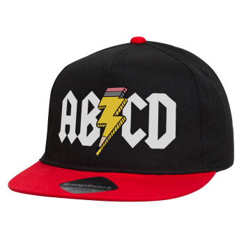 ABCD, Καπέλο παιδικό Flat Snapback, Μαύρο/Κόκκινο (100% ΒΑΜΒΑΚΕΡΟ, ΠΑΙΔΙΚΟ, UNISEX, ONE SIZE)