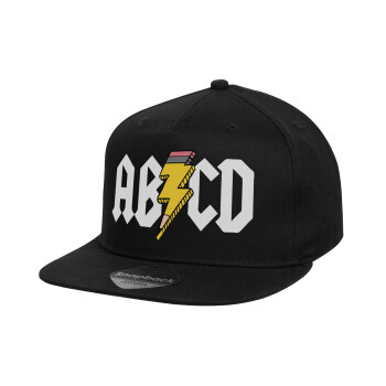 ABCD, Children's Flat Snapback Hat, Black (100% COTTON, CHILD, UNISEX, ONE SIZE)