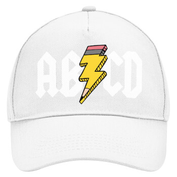 ABCD, Adult Baseball Cap, Drill, White (100% COTTON, ADULT, UNISEX, ONE SIZE)