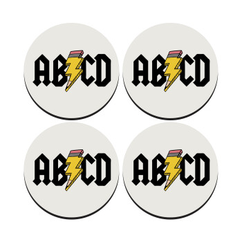 ABCD, SET of 4 round wooden coasters (9cm)