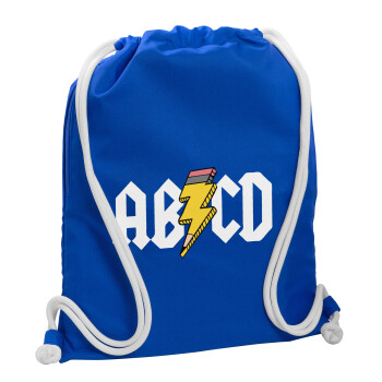 ABCD, Backpack pouch GYMBAG Blue, with pocket (40x48cm) & thick cords