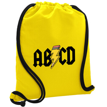 ABCD, Backpack pouch GYMBAG Yellow, with pocket (40x48cm) & thick cords