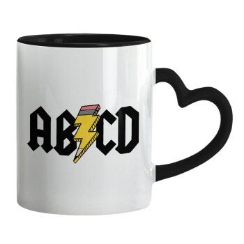 ABCD, Mug heart black handle, ceramic, 330ml