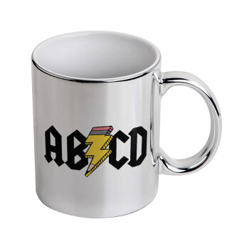 ABCD, Mug ceramic, silver mirror, 330ml