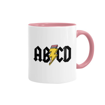 ABCD, Κούπα χρωματιστή ροζ, κεραμική, 330ml