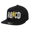 Children's Flat Snapback Hat, Black (100% COTTON, CHILD, UNISEX, ONE SIZE)