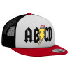 Adult Foam Flat Snapback with Mesh Red-White-Black (POLYESTER, ADULT, UNISEX, ONE SIZE)