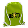 Backpack bag GYMBAG LIME GREEN, with pocket (40x48cm) & thick cords