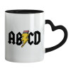 Mug heart black handle, ceramic, 330ml