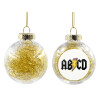 Transparent Christmas tree ball ornament with gold filling 8cm