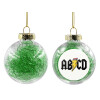 Transparent Christmas tree ball ornament with green filling 8cm