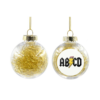 ABCD, Transparent Christmas tree ball ornament with gold filling 8cm