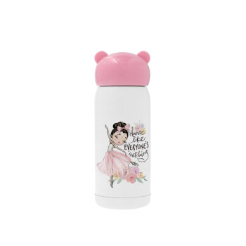 Dance Like everyone's watching, Pink stainless steel thermal flask, 320ml