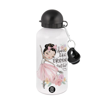 Dance Like everyone's watching, Metal water bottle, White, aluminum 500ml