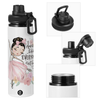 Dance Like everyone's watching, Metal water bottle with safety cap, aluminum 850ml