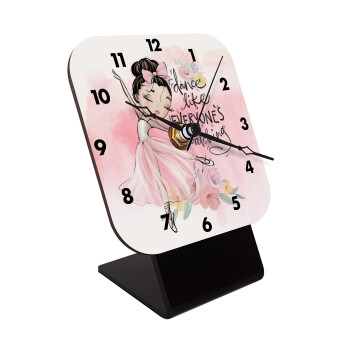 Dance Like everyone's watching, Quartz Wooden table clock with hands (10cm)