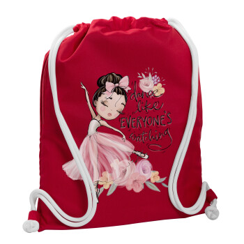 Dance Like everyone's watching, Backpack pouch GYMBAG Red, with pocket (40x48cm) & thick cords