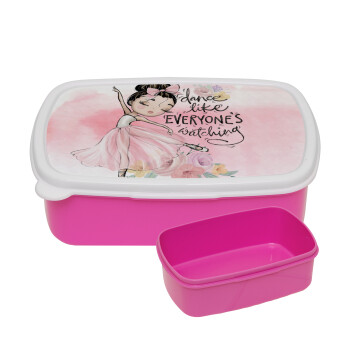 Dance Like everyone's watching, ΡΟΖ παιδικό δοχείο φαγητού (lunchbox) πλαστικό (BPA-FREE) Lunch Βox M18 x Π13 x Υ6cm