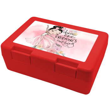 Dance Like everyone's watching, Children's cookie container RED 185x128x65mm (BPA free plastic)