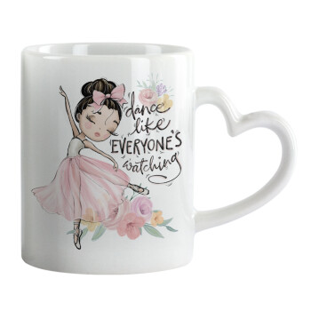 Dance Like everyone's watching, Mug heart handle, ceramic, 330ml