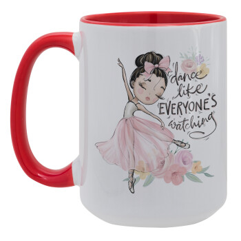 Dance Like everyone's watching, Κούπα Mega 15oz, κεραμική Κόκκινη, 450ml