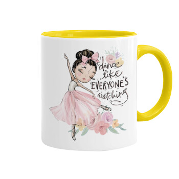 Dance Like everyone's watching, Mug colored yellow, ceramic, 330ml