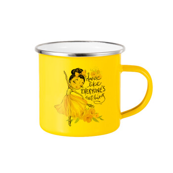 Dance Like everyone's watching, Yellow Enamel Metallic Cup 360ml