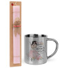 Easter Set, metallic thermal cup (300ml) & aromatic flat Easter candle (30cm) (PINK)