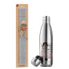 Easter Set, metallic stainless thermos flask (500ml) & scented flat Easter candle (30cm) (GRAY)