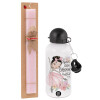 Easter Set, metallic aluminum bottle (500ml) & aromatic flat Easter candle (30cm) (PINK)