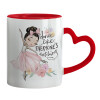 Mug heart red handle, ceramic, 330ml