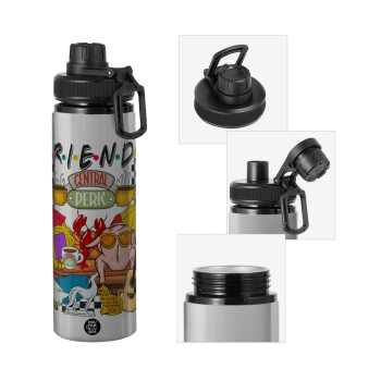 Friends, Metallic water bottle with safety cap, 850ml aluminum