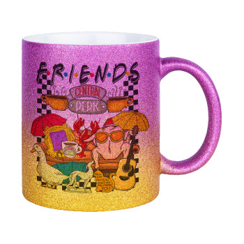 Friends, Κούπα Χρυσή/Ροζ Glitter, κεραμική, 330ml