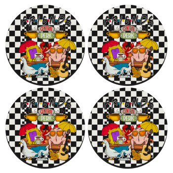 Friends, SET of 4 round wooden coasters (9cm)