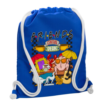 Friends, Backpack pouch GYMBAG Blue, with pocket (40x48cm) & thick cords