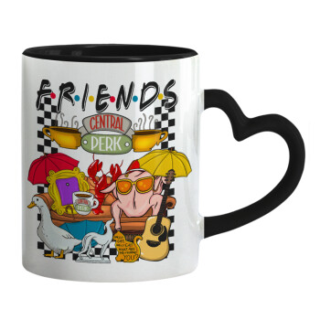 Friends, Mug heart black handle, ceramic, 330ml